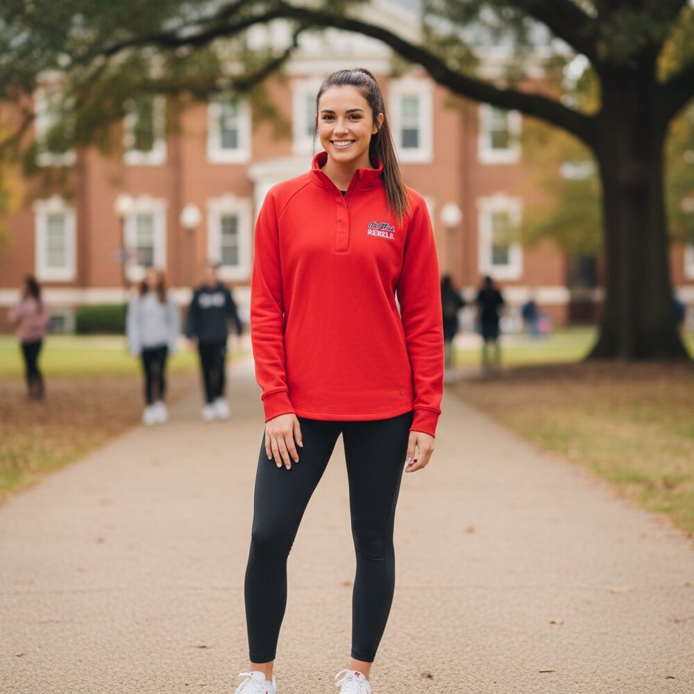 Under Armour Ole Miss Rebels Red Quarter-Zip Sweatshirt Women’s M